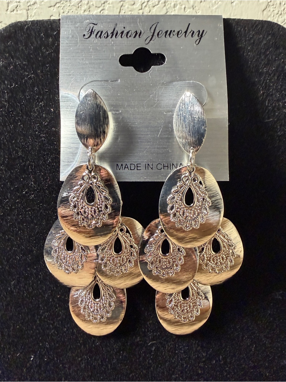 Fashion Jewelry Gold-Tone Filigree Layered Disc Drop Earrings